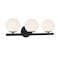 Designers Fountain Crown Heights 25in 3-Light Matte Black Contemporary Indoor Vanity Light with Etched Glass Shades D252C-3B-MB - alternate 1